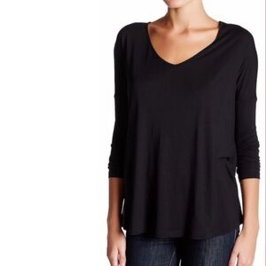 Haute Hippie Black Relaxed V-Neck Blouse Size S